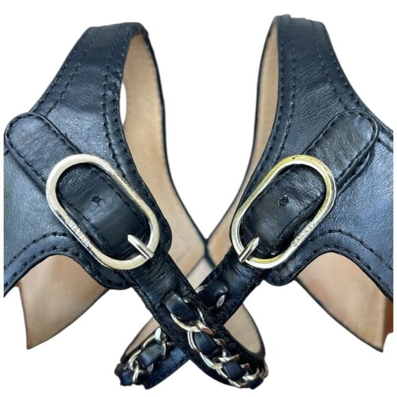 Chanel Chain CC Gladiator Sandals Black Size 39.5 $1025 - Picture 7 of 12